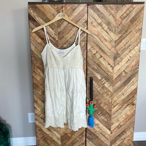 Urban outfitters women size medium, embroidered dress cream on cream.